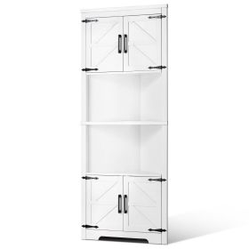 VEVOR 68" Tall Corner Storage Cabinet, 6 Tiers Farmhouse Storage Cabinet with 4 Wooden Doors & Adjustable Shelves