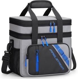 Maelstrom Lunch Box, 20L Insulated Lunch Bag for Men Women, Expandable Double Deck Leakproof Cooler Bag with 6 Pockets