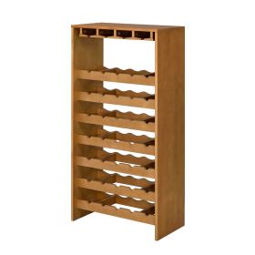 Wooden Wine Rack with 7 Tier Shelf, Oak