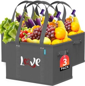 Reusable Grocery Bags Heavy Duty Foldable Shopping Tote Bags with Handles  Reinforced Bottom