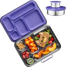 Stainless Steel Bento Box Kids, Kids Metal Bento Lunch Box BPA Free Lunch Box Containers 304 Stainless Steel Bento Box for School and Office(Purp