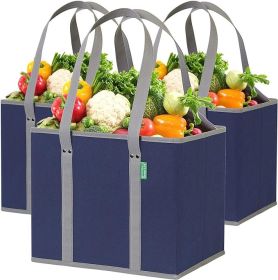 Reusable Grocery Bags 3 Pack Heavy Duty Reusable Shopping Bags with Box Shape to Stand