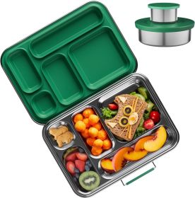 Stainless Steel Bento Box Kids, Kids Metal Bento Lunch Box BPA Free Lunch Box Containers 304 Stainless Steel Bento Box for School and Office(Gree