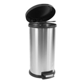 Stainless Steel 10.5 Gallon Trash Can Round Step Kitchen Trash Can