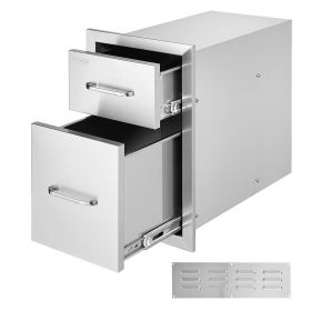 VEVOR Outdoor Kitchen Drawers 13" W x 20.4" H x 20.8" D, Flush Mount Double BBQ Access Drawers with Stainless Steel Handle