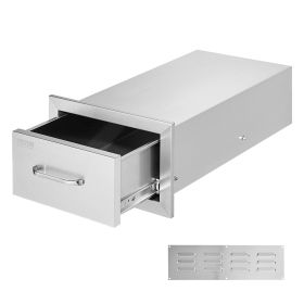 VEVOR 14x8.5 Inch Outdoor Kitchen Drawers Stainless Steel, Flush Mount Double Drawers,14W x 8.5H x 23D Inch, with Stainless Steel Handle