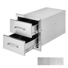 VEVOR Outdoor Kitchen Drawers 14W x 14.4H x 23D Inch, Flush Mount Double BBQ Drawers Stainless Steel with Handle