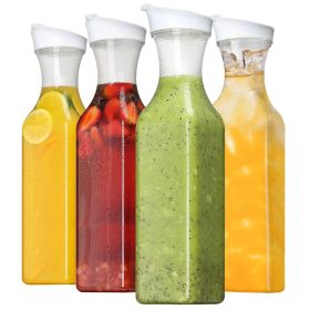 4 Pack 50Oz Water Carafes with Flip Top Lids Square Juice Containers for Fridge Plastic Clear Pitchers for Water Iced Tea Juice Lemonade Milk Col